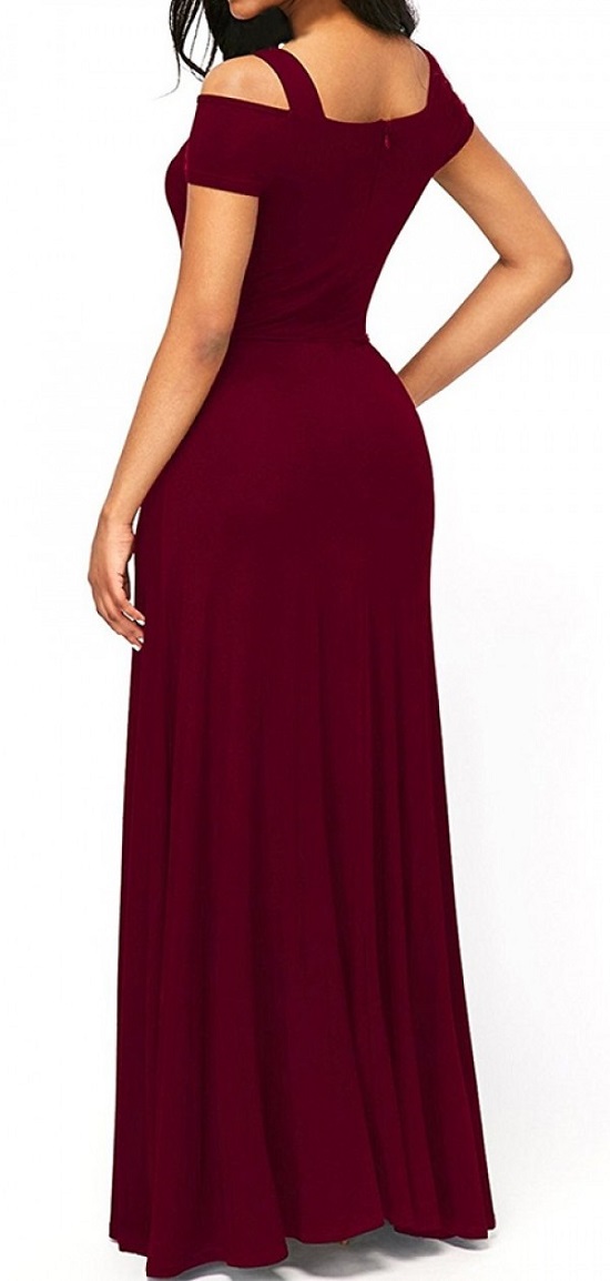 Elegante Abendkleider rotes Kleid Rückseite Probenqueen