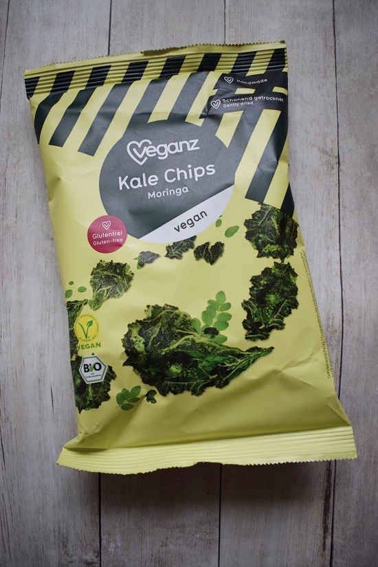 Genussbox April 2018 Veganz Kale Chips Moringa Probenqueen
